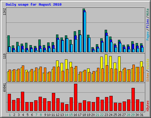 Daily usage for August 2010
