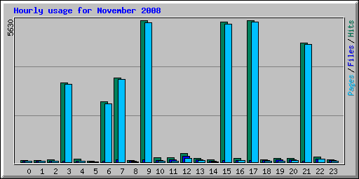 Hourly usage for November 2008