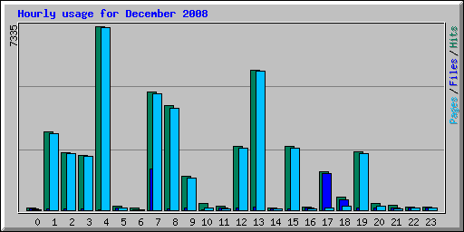 Hourly usage for December 2008