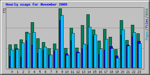 Hourly usage for November 2009