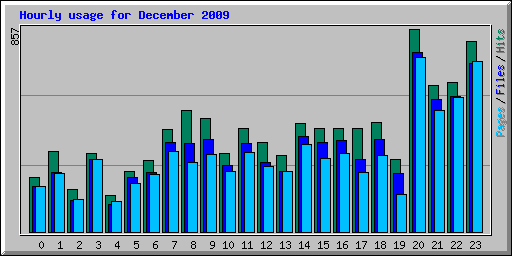 Hourly usage for December 2009